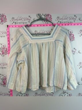 GAP long sleeve square neckline stripes Pastel Striped Square-Neck Blouse